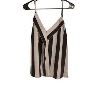 SHEIN Striped V-Neck Spaghetti Strap Tank Top - Black & White